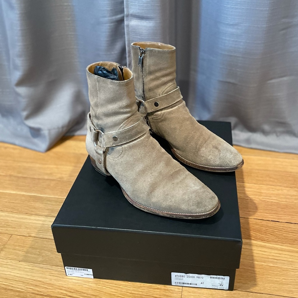 Saint Laurent Wyatt Harness Boot-New Sigaro